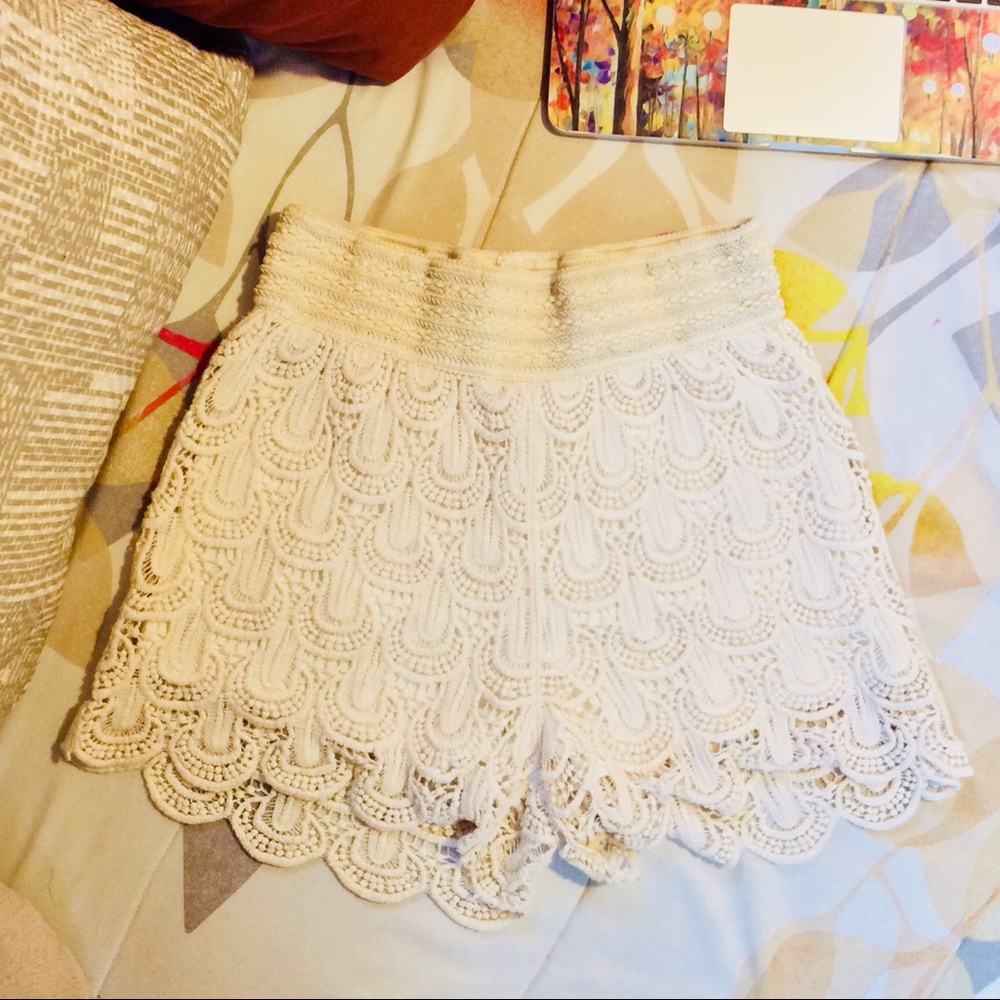 Cream Crochet Shorts